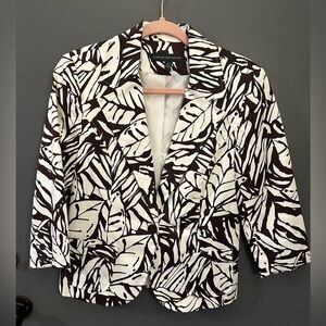 Harve Benard Brown & White Leaf Print Women's Blazer - Size M